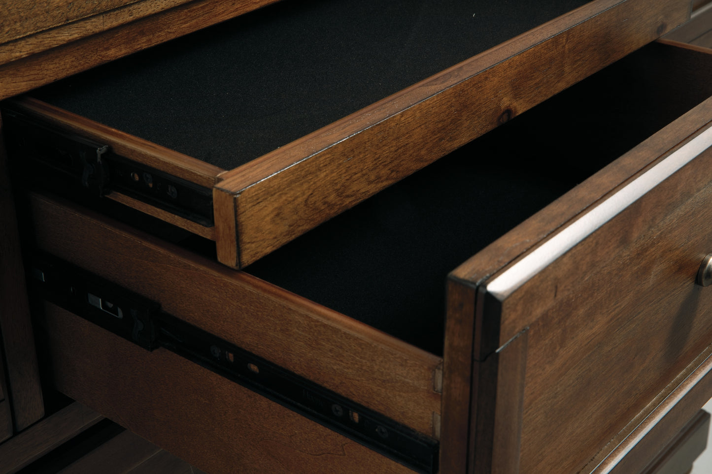 Flynnter Panel Bed With 2 Storage Drawers With Mirrored Dresser