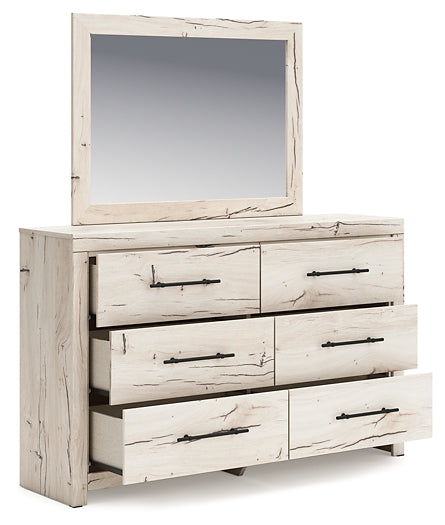 Lawroy Queen Panel Headboard with Mirrored Dresser
