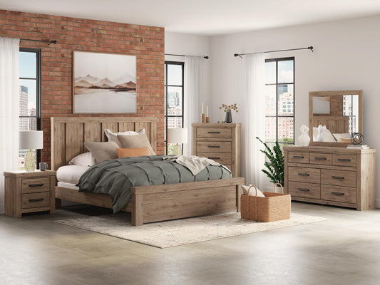 Garistyn King Panel Bed, Dresser, Mirror, Chest and Nightstand
