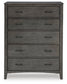 Montillan King Panel Bed with Mirrored Dresser, Chest and Nightstand