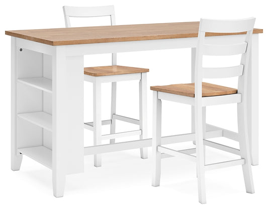 Gesthaven Counter Height Dining Table and 2 Barstools