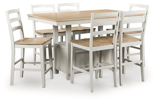 Purlaney Counter Height Dining Table and 6 Barstools