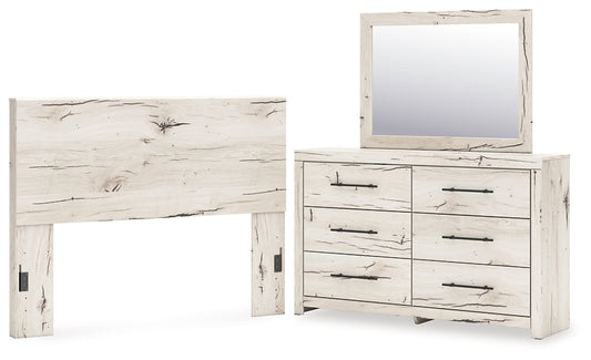 Lawroy Queen Panel Headboard with Mirrored Dresser