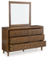 Lyncott King Upholstered Bed with Mirrored Dresser