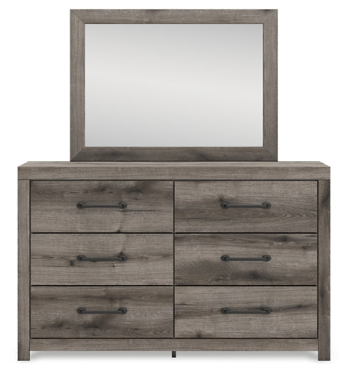 Graystorm Twin Panel Storage Bed with Mirrored Dresser