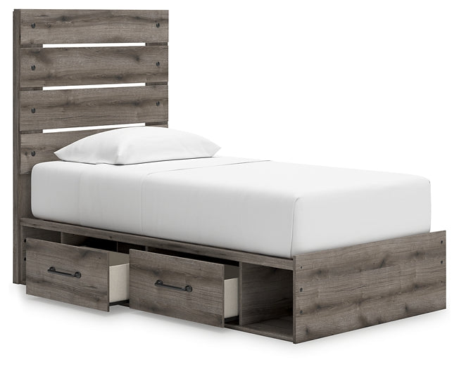 Graystorm Twin Panel Storage Bed with Mirrored Dresser