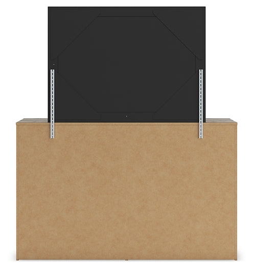 Graystorm Twin Panel Bed with Storage with Mirrored Dresser and Nightstand