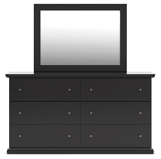 Maribel Twin Panel Bed with Mirrored Dresser, Chest and Nightstand