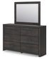 Hollivern Full Panel Bed with Storage with Mirrored Dresser and Chest