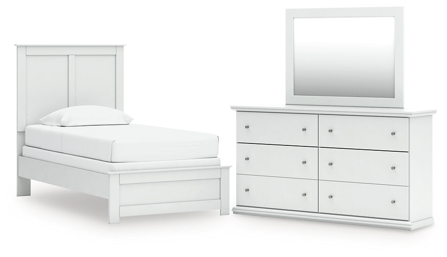 Bostwick Shoals Twin Panel Bed with Mirrored Dresser