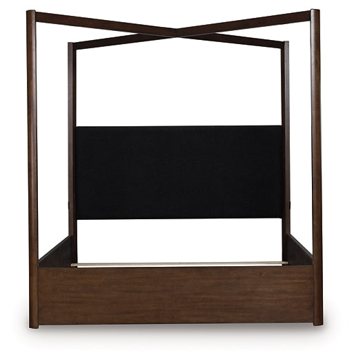 Dilenno California King Canopy Bed with Mirrored Dresser and Nightstand