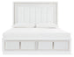 Chalanna King Upholstered Storage Bed with Mirrored Dresser and Chest