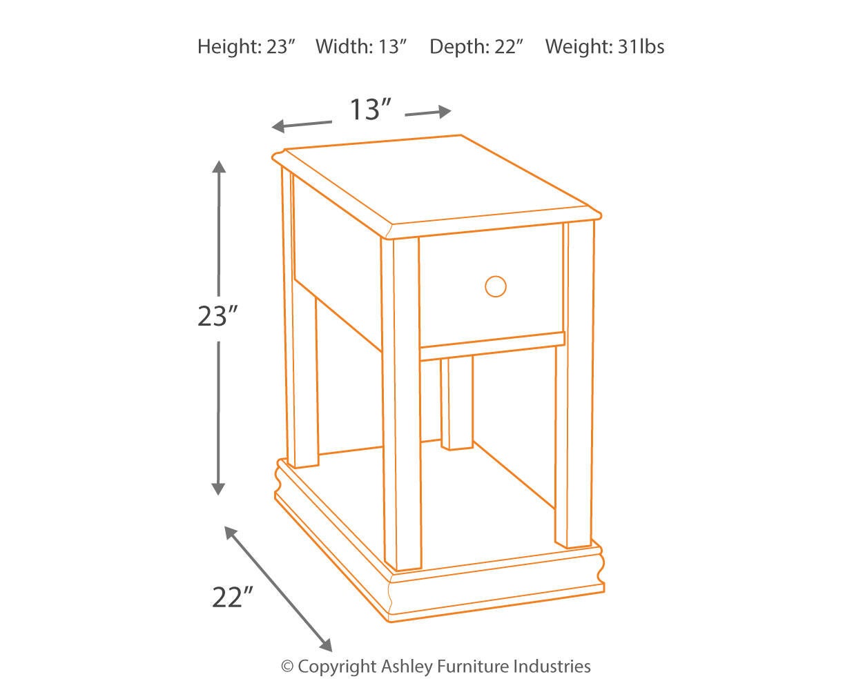 Breegin Chair Side End Table