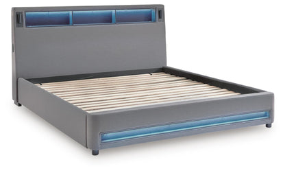 Finigale King Upholstered Bed with Wireless Audio