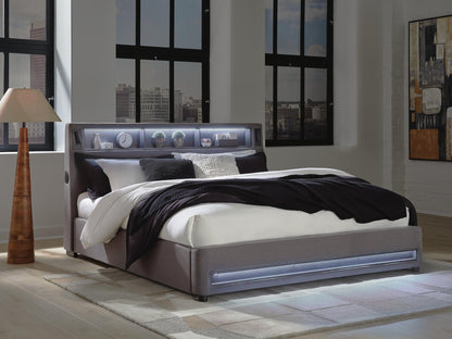 Finigale King Upholstered Bed with Wireless Audio