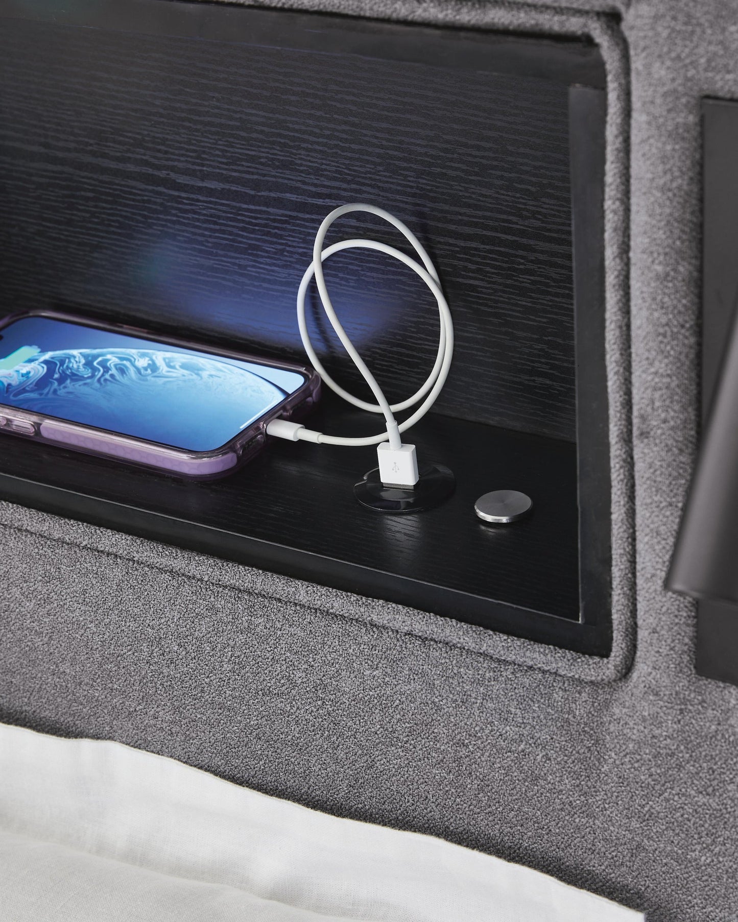 Finigale Twin Upholstered Bed with Wireless Audio