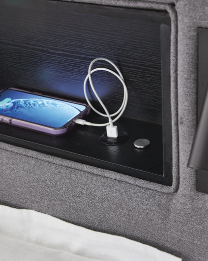 Finigale Twin Upholstered Bed with Wireless Audio