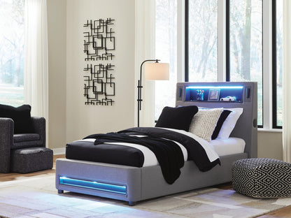 Finigale Twin Upholstered Bed with Wireless Audio