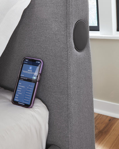 Finigale Twin Upholstered Bed with Wireless Audio
