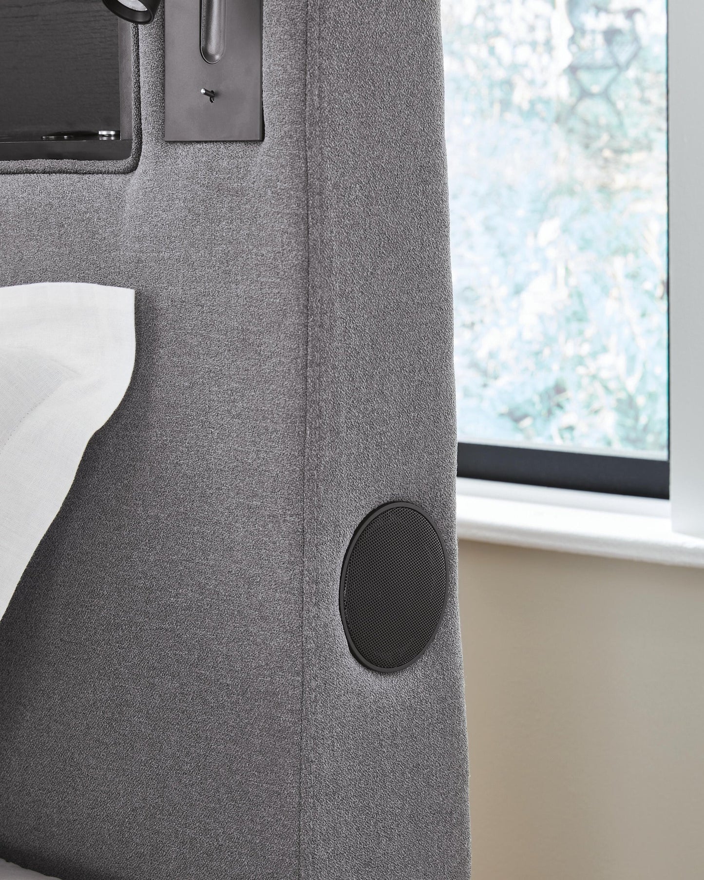 Finigale Twin Upholstered Bed with Wireless Audio