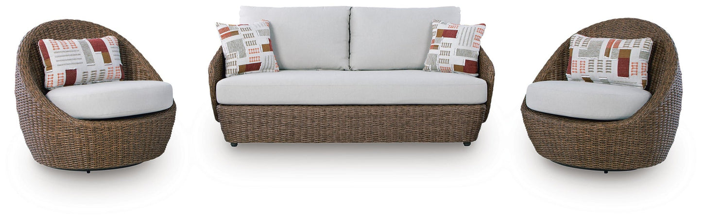 Double Point Love/Swivel Chairs Set (3/CN)