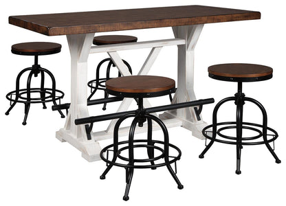 Valebeck Counter Height Dining Table and 4 Barstools