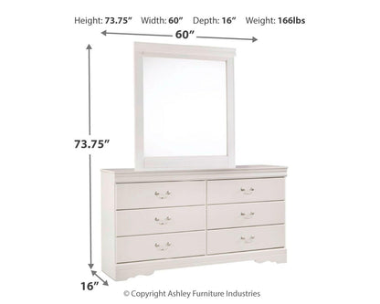 Anarasia Full Sleigh Bed with Mirrored Dresser