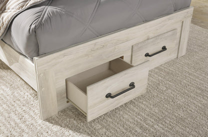 Cambeck Full Panel Bed with 2 Storage Drawers with Mirrored Dresser