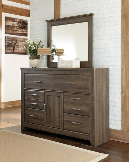 Juararo Queen Panel Bed with Mirrored Dresser