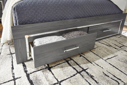 Lodanna Full Panel Bed with 2 Storage Drawers with Mirrored Dresser, Chest and Nightstand
