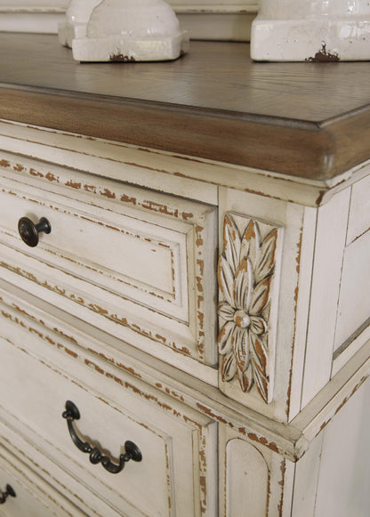 Realyn Queen Upholstered Panel Bed with Mirrored Dresser