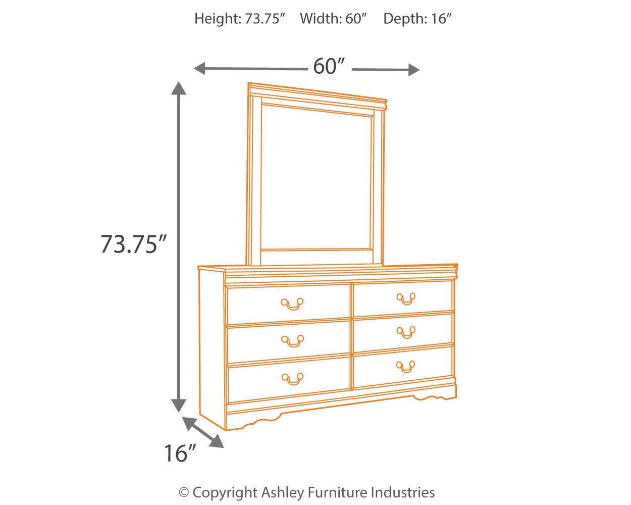 Huey Vineyard Full Sleigh Headboard Bed with Mirrored Dresser