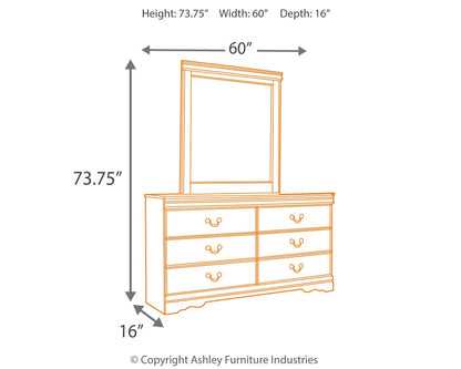 Huey Vineyard Full Sleigh Headboard Bed with Mirrored Dresser