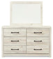 Cambeck King Panel Bed with Mirrored Dresser