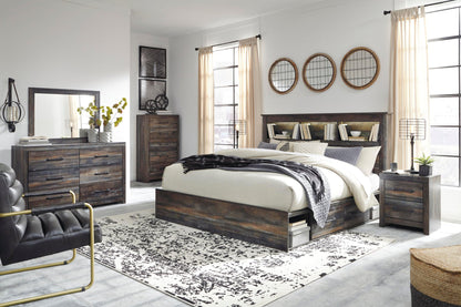 Drystan King Bookcase Bed with 2 Storage Drawers with Mirrored Dresser