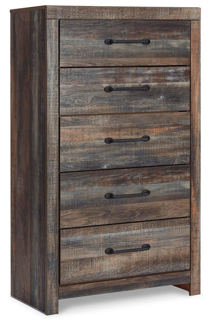 Drystan Twin Panel Headboard Bed with Mirrored Dresser, Chest and Nightstand