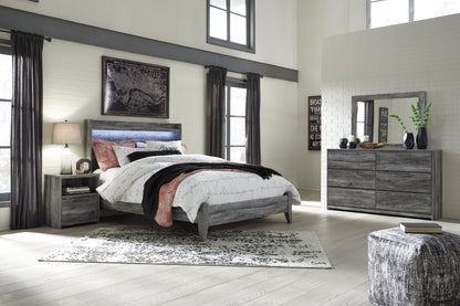 Baystorm Queen Panel Bed with Mirrored Dresser and Nightstand