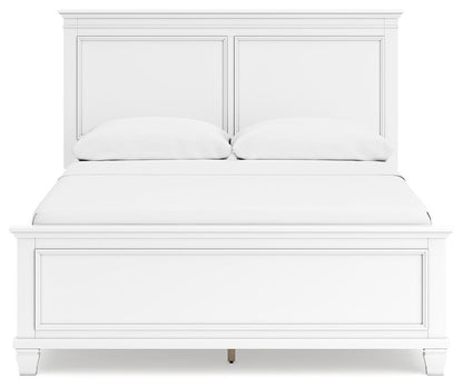 Fortman Queen Panel Bed with Mirrored Dresser and Nightstand