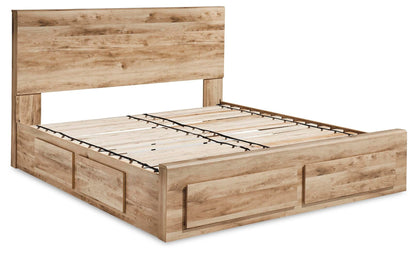 Hyanna Queen Panel Storage Bed with 1 Under Bed Storage Drawer, Dresser and Mirror