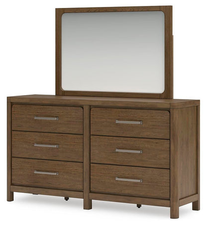 Cabalynn King Panel Bed with Storage with Mirrored Dresser