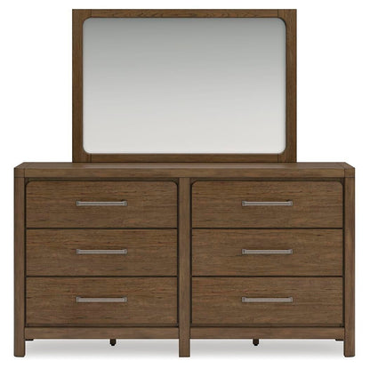 Cabalynn California King Panel Bed with Storage with Mirrored Dresser, Chest and Nightstand