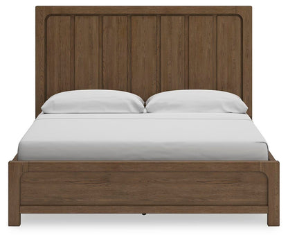 Cabalynn California King Panel Bed with Storage with Mirrored Dresser and Nightstand