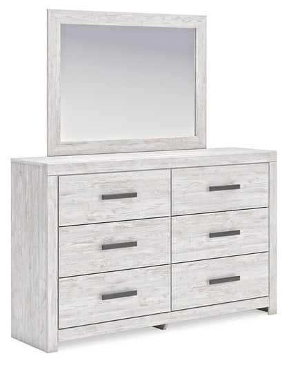Cayboni Queen Panel Bed with Mirrored Dresser and Nightstand