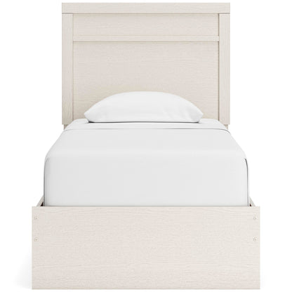 Stelsie Twin Panel Bed with Mirrored Dresser, Chest and Nightstand