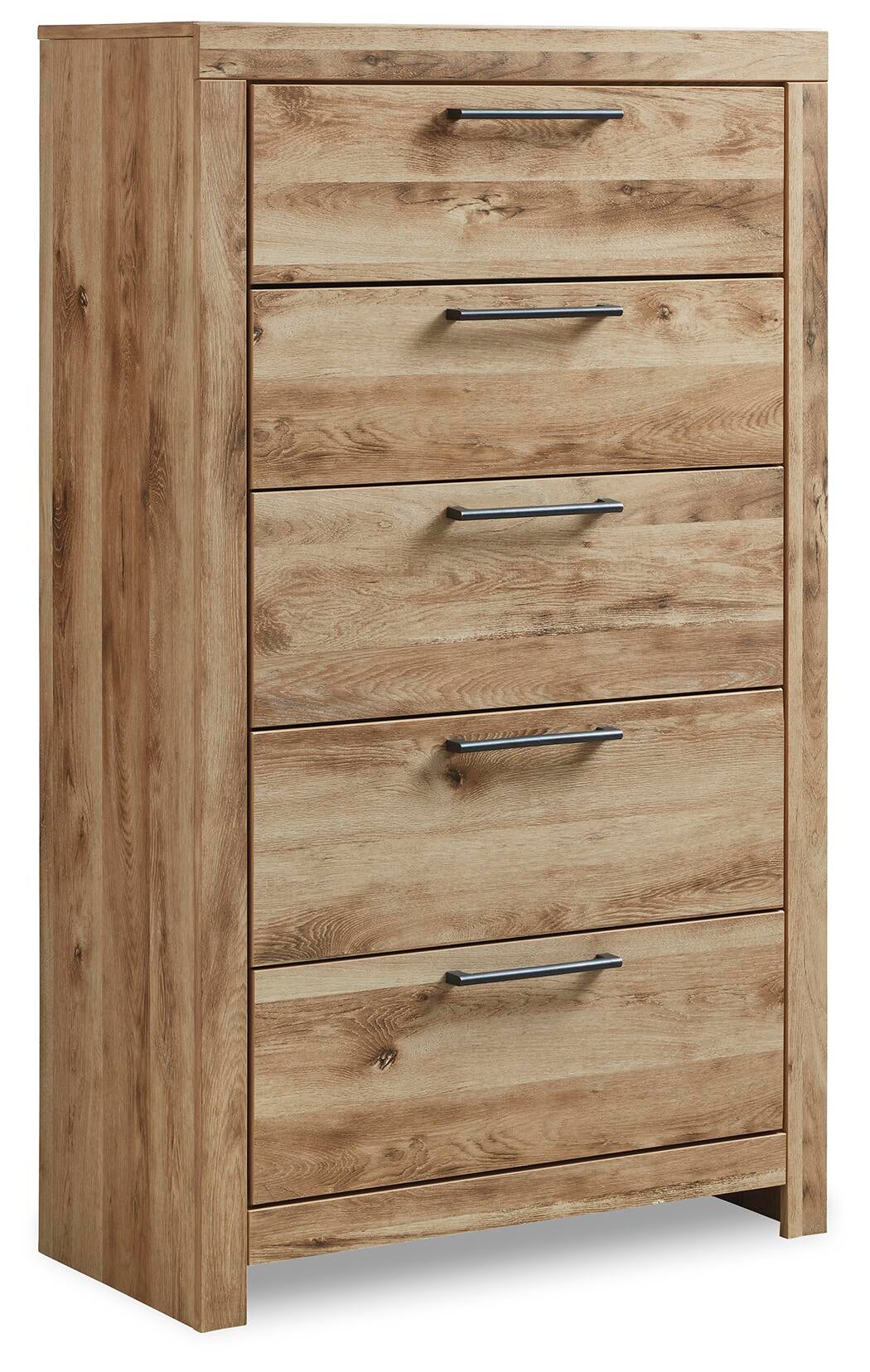 Hyanna Queen Panel Storage Bed with 1 Under Bed Storage Drawer, Dresser, Mirror, Chest and Nightstand