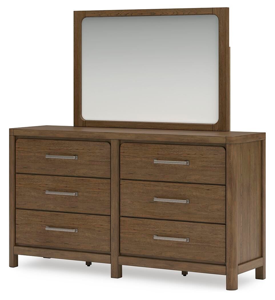 Cabalynn King Panel Bed with Storage with Mirrored Dresser and Nightstand