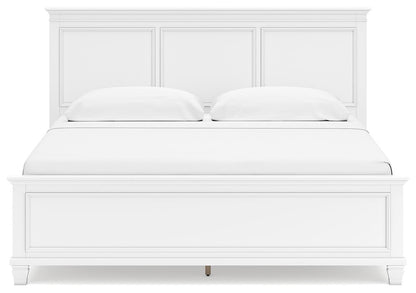 Fortman King Panel Bed with Mirrored Dresser, Chest and Nightstand