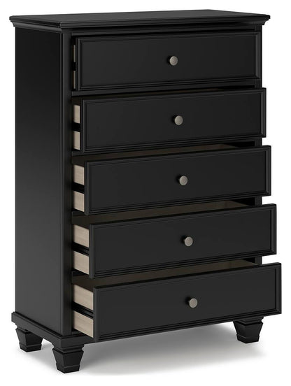 Lanolee Full Panel Bed with Mirrored Dresser, Chest and Nightstand