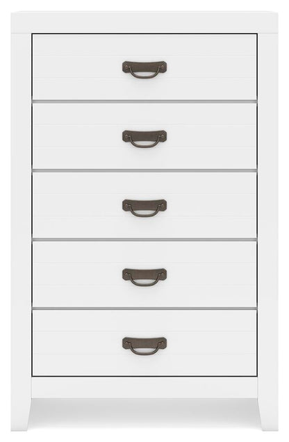 Binterglen California King Panel Bed, Dresser, Mirror, Chest and Nightstand