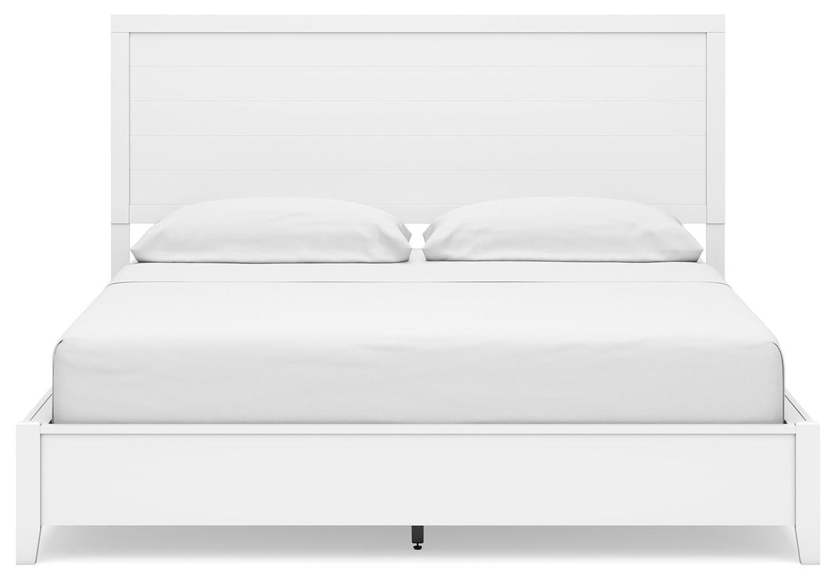 Binterglen California King Panel Bed with Mirrored Dresser and Nightstand